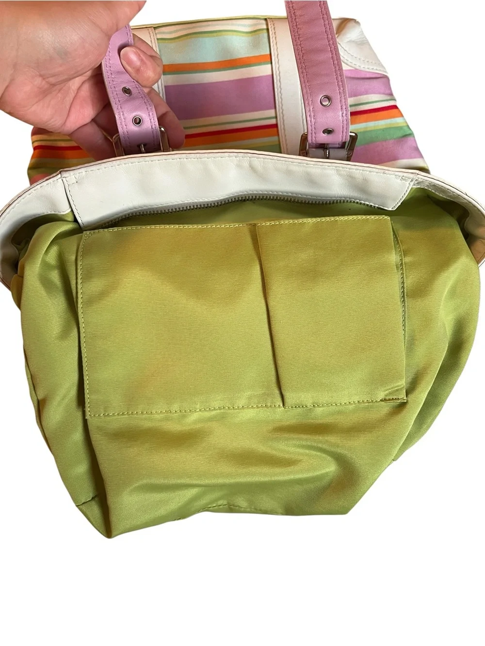 Coach Hamptons Stripe Canvas Tote Bag Multi-Color F10785 $298 MSRP